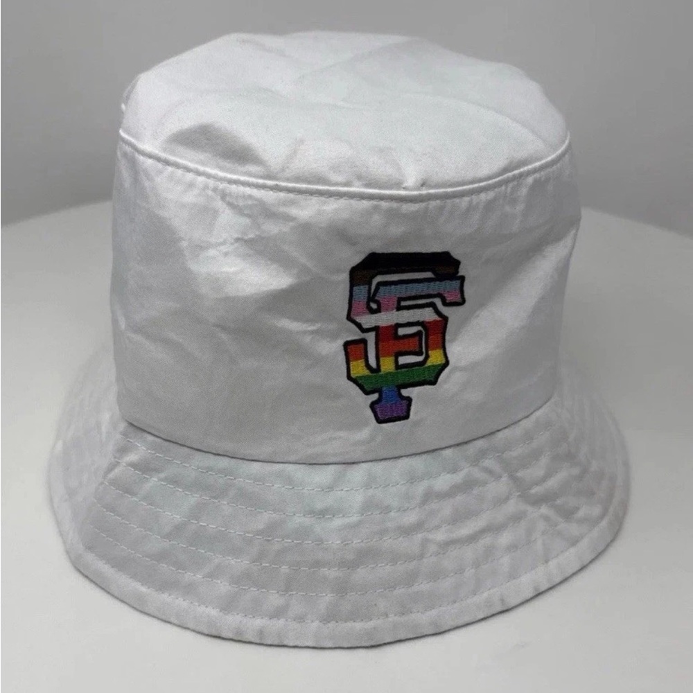 White Bucket Hat with Embroidered Logo